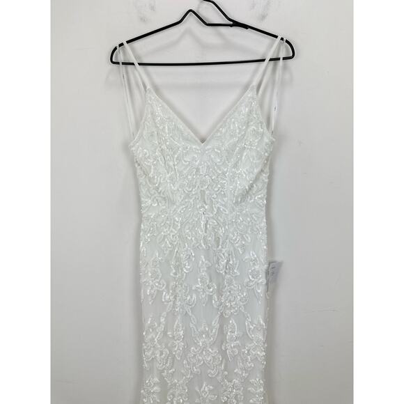 Lulus Everlasting Passion White Sequin Beaded Backless Maxi Dress Wedding S NWT - Picture 7 of 15